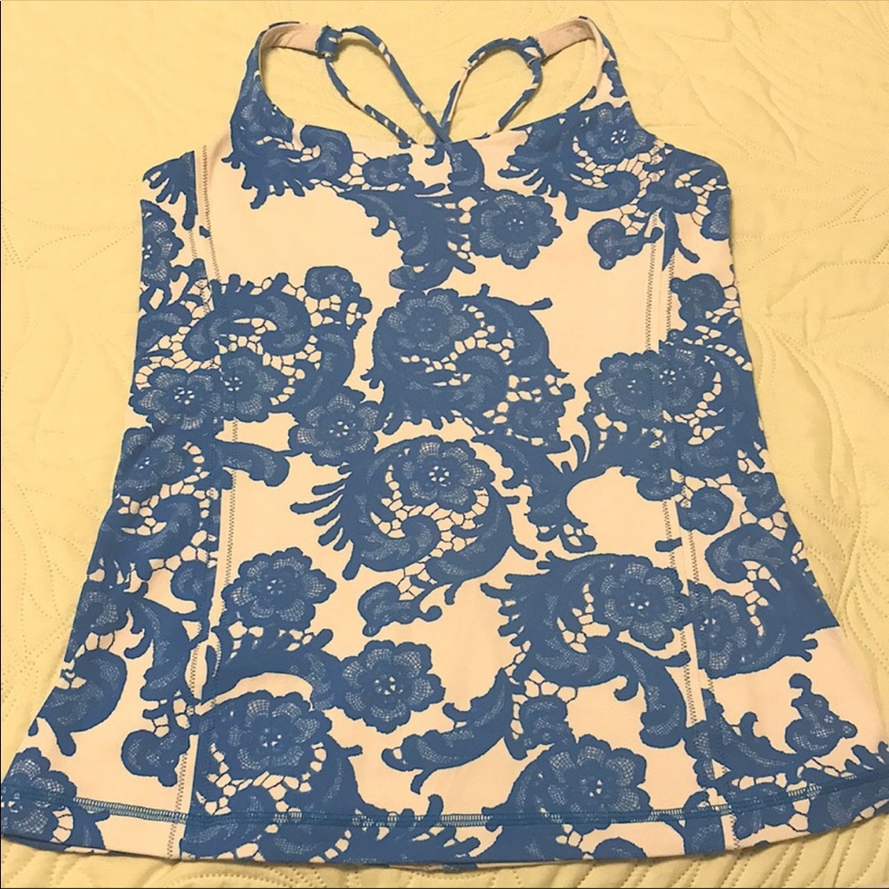 lululemon athletica Blue and Cream Tank Top